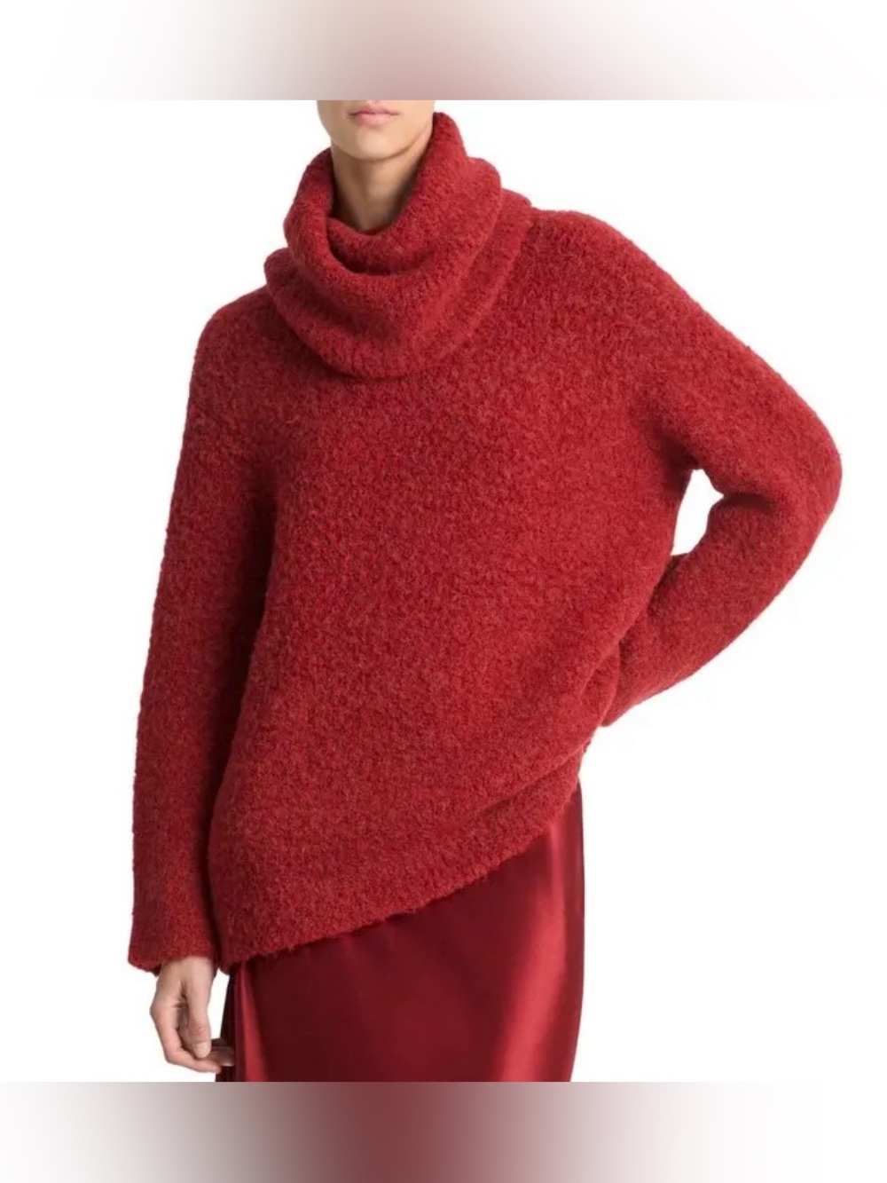 Vince Women’s Boucle Turtleneck Sweater in Red Size XS $425 New Designer Luxury